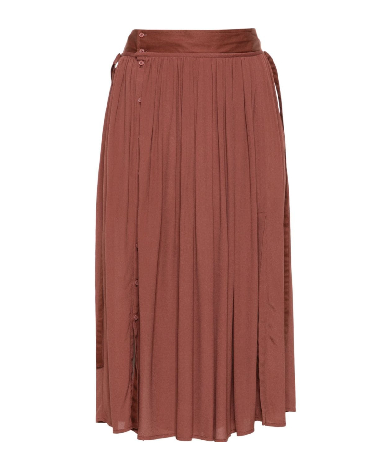 Lemaire Pleated Skirt In Brown