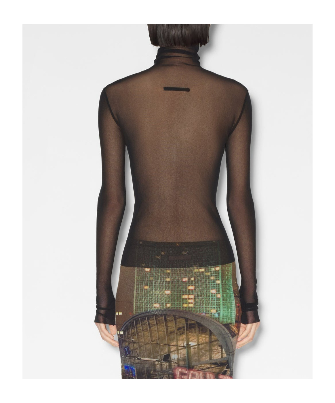 Jean Paul Gaultier X Shayne Oliver Flocked-logo Mesh Top In Black