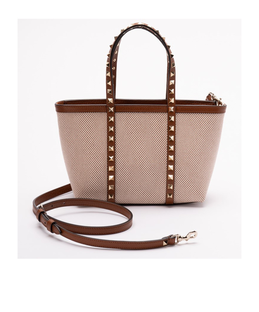 Valentino Small Shopping Bag Rockstud In Nude