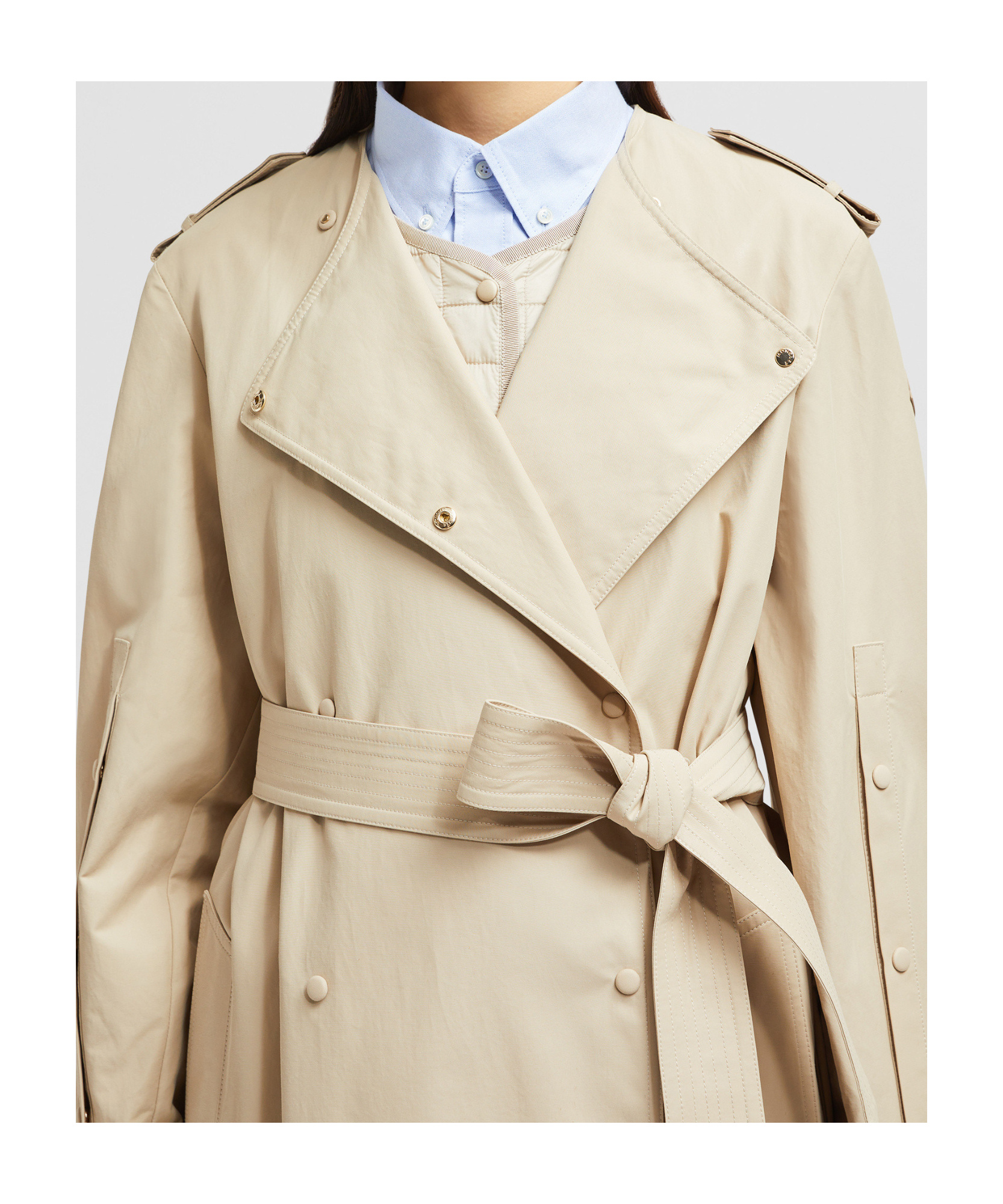 Moncler Gourdon Cotton-blend Trench Coat In Beige