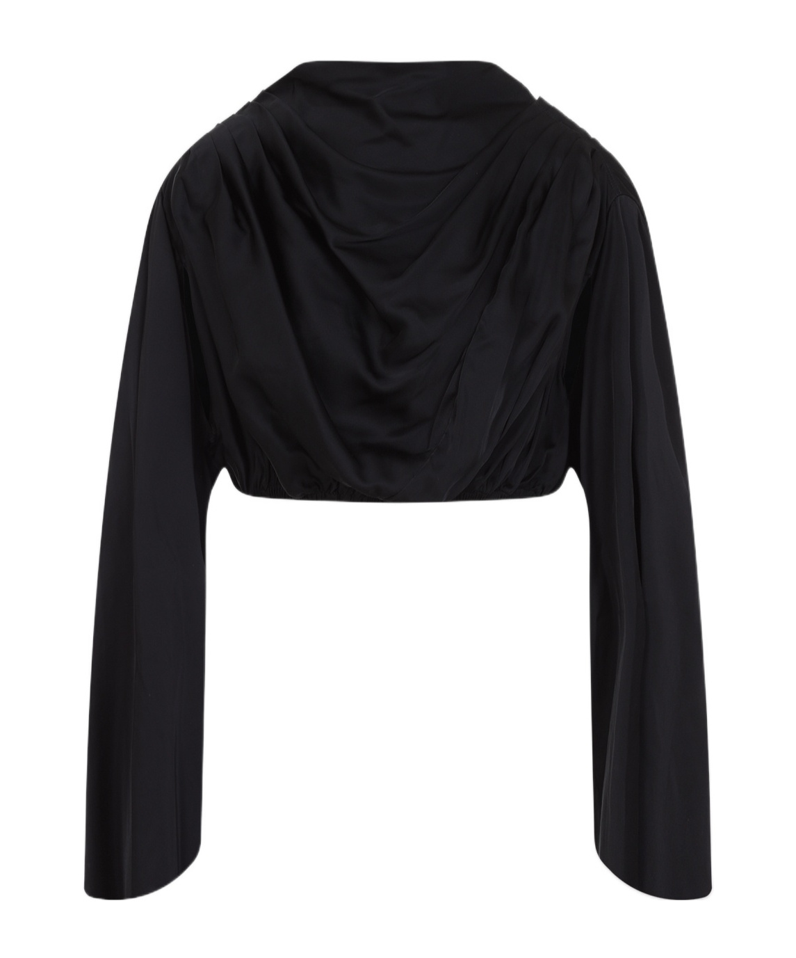 Rick Owens Draped Tech Fabric Top With Button Detail In Black
