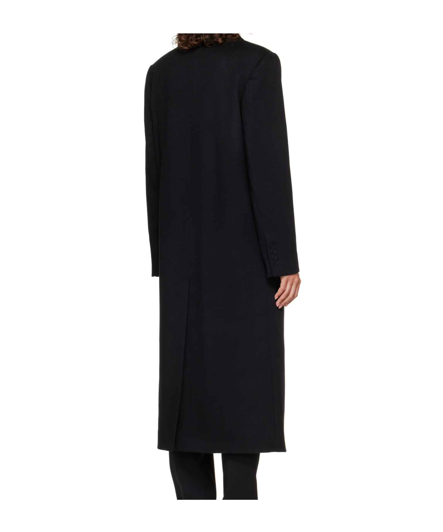 Loulou De Saison Black Rosco Double Breasted Long Coat In Black