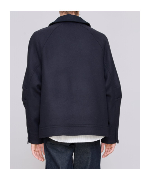 Apc Rich Blue Wool Blend Structured Blouson Jacket In Blue