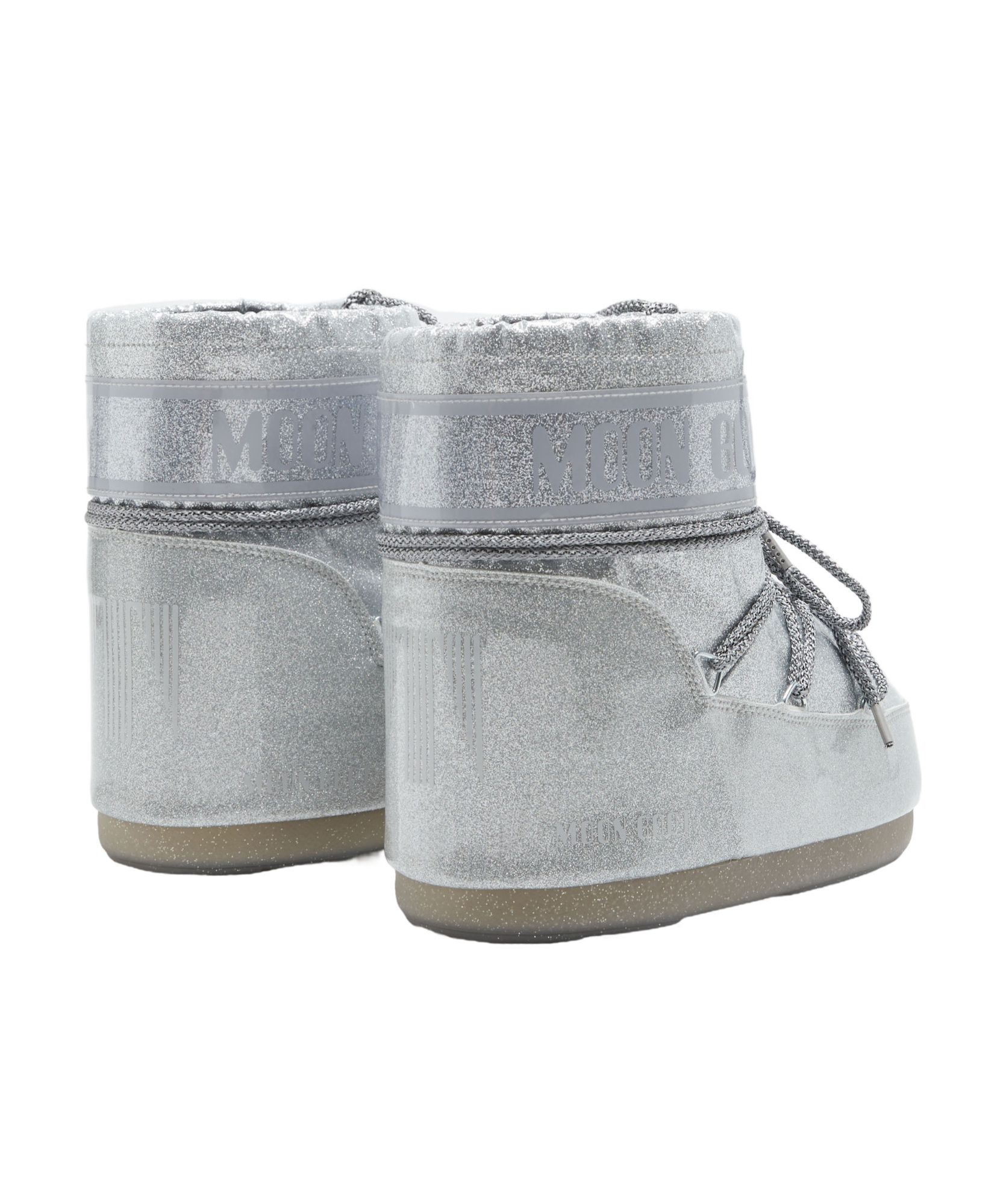 Shop Moon Boot Icon Low Glitter Lace-up Boots In Gray