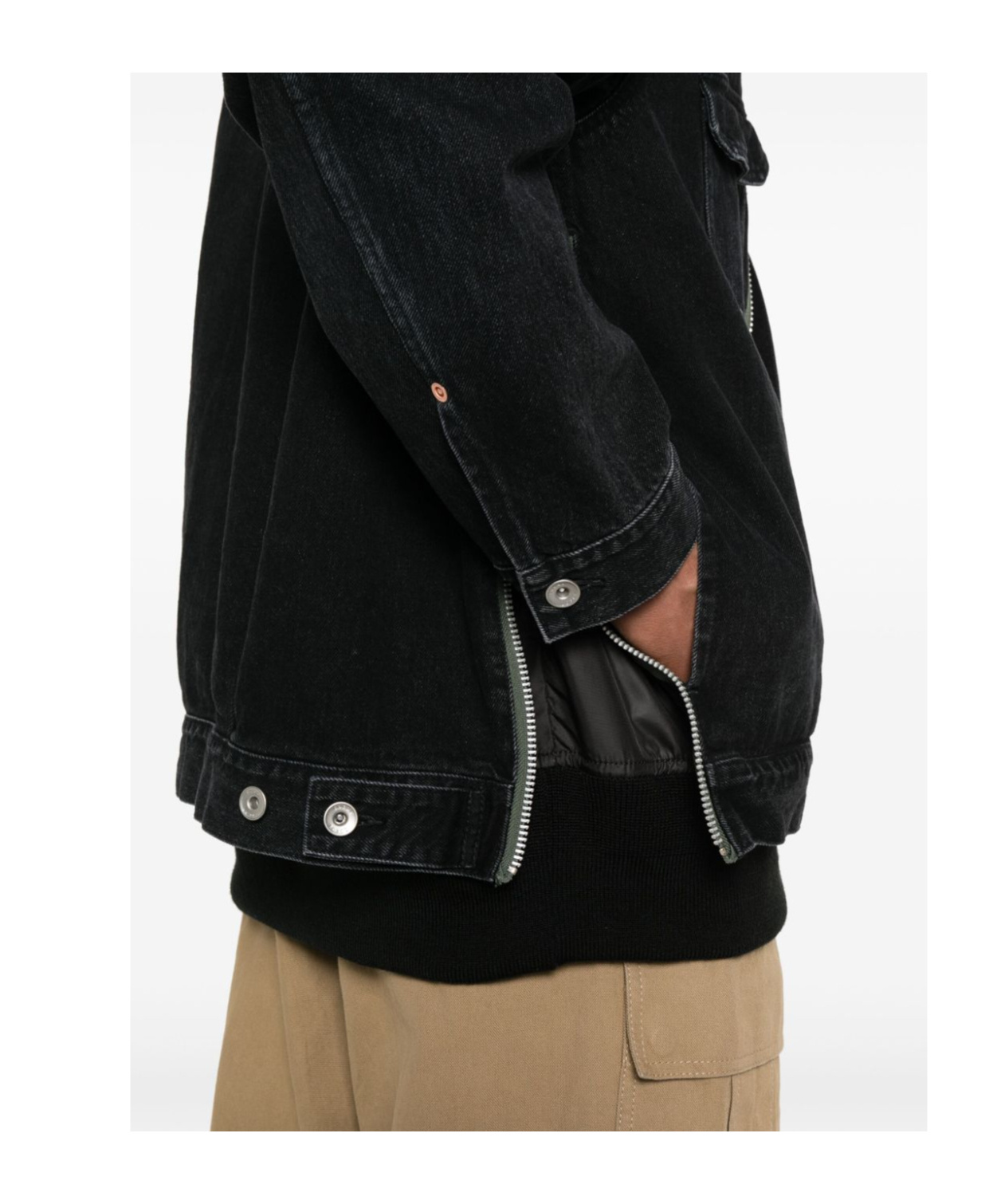 Sacai Contrast-panel Jacket In Black