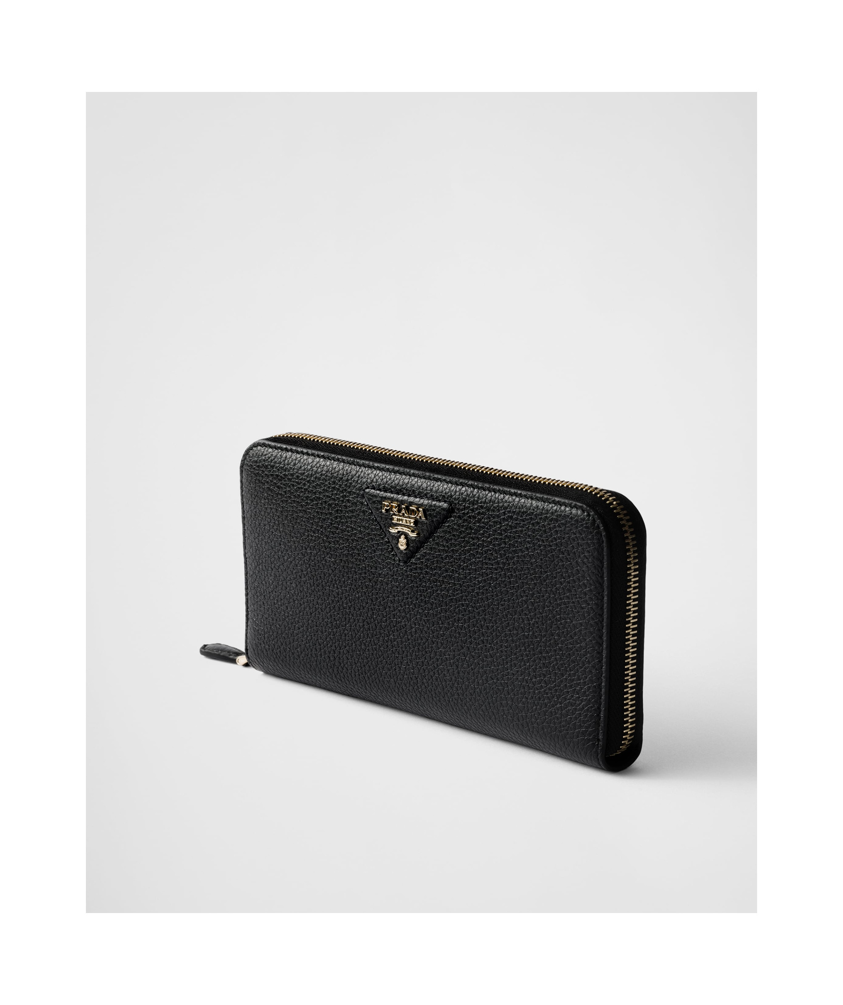 Prada Large Leather Wallet In Black