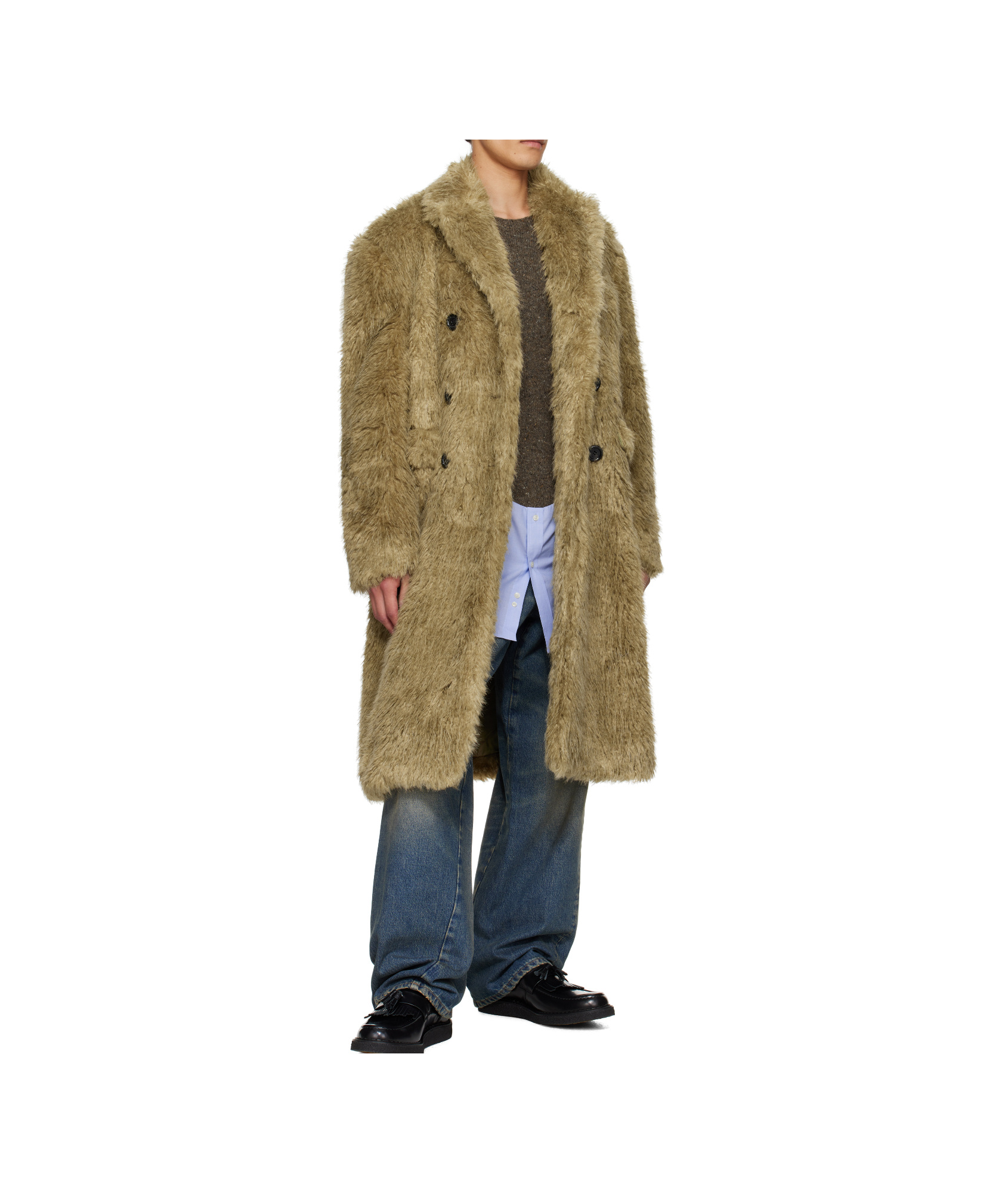 Andersson Bell Fields Buttons Faux Fur Coat In Brown
