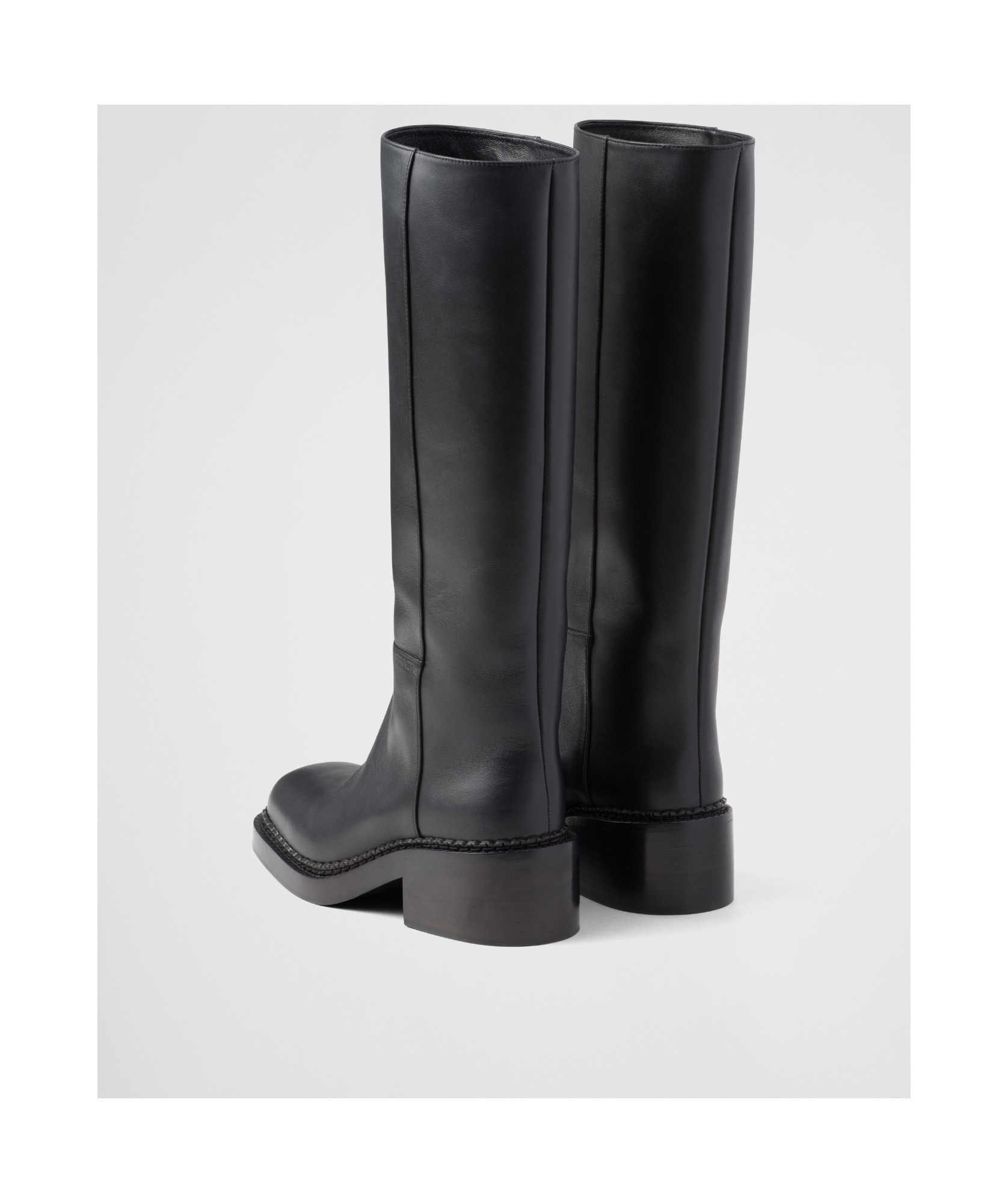 Shop Prada Leather Boots In Black
