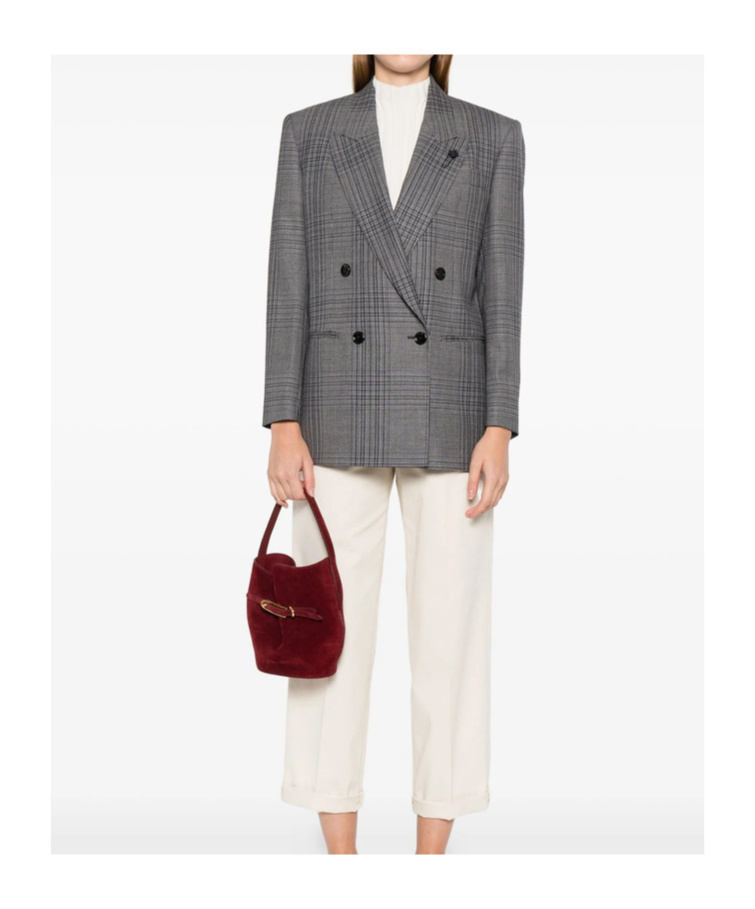 Lardini Double-breasted Checked Blazer In Gray