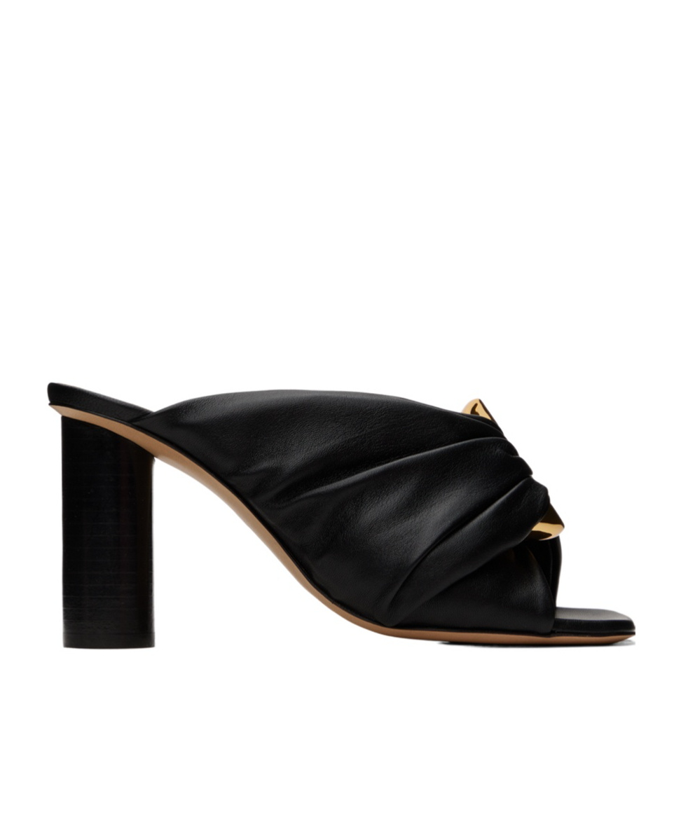 Jw Anderson Twisted Leather Mules Heel 8 Cm In Black