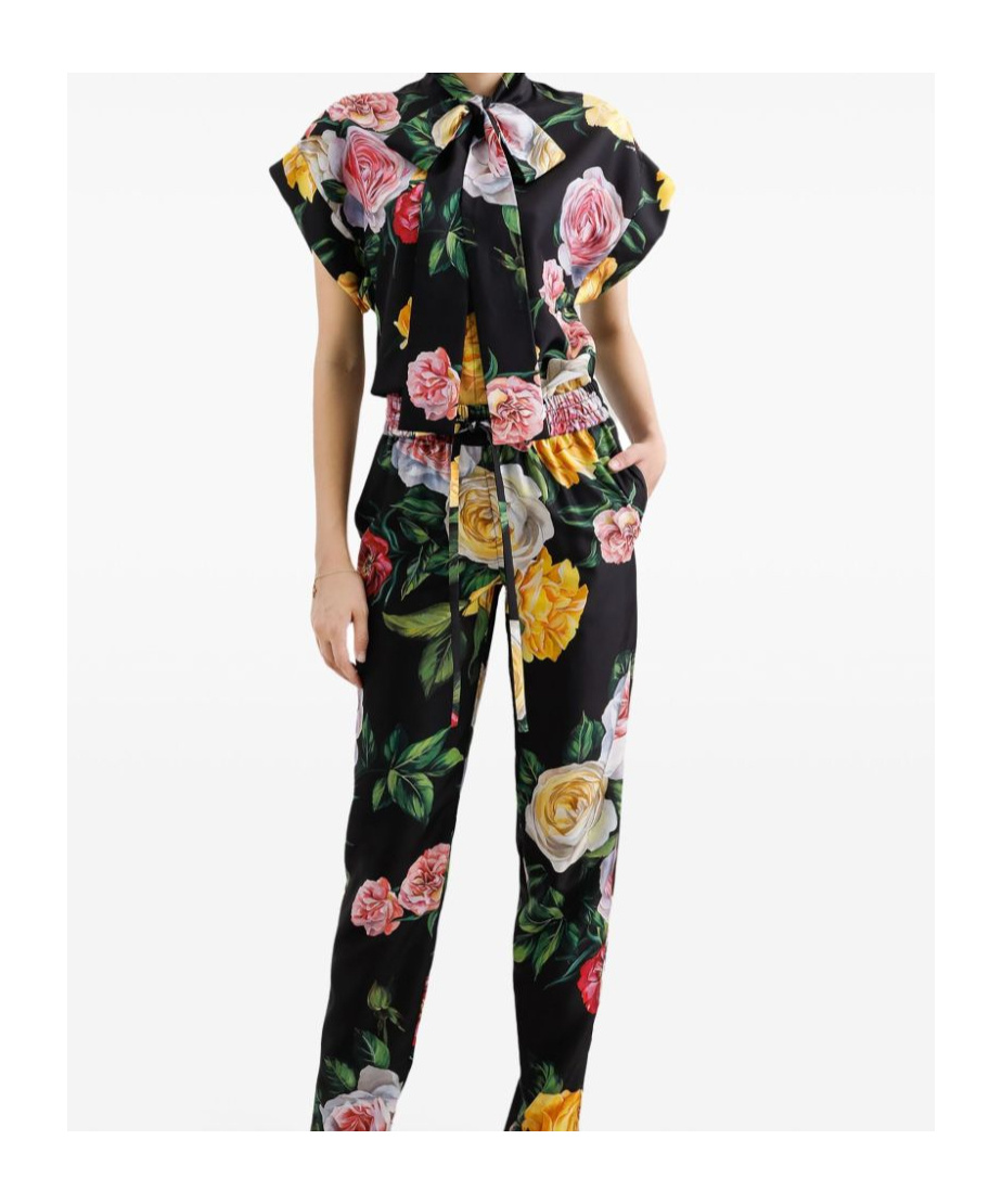Shop Dolce & Gabbana Rose-print Shirt In Black