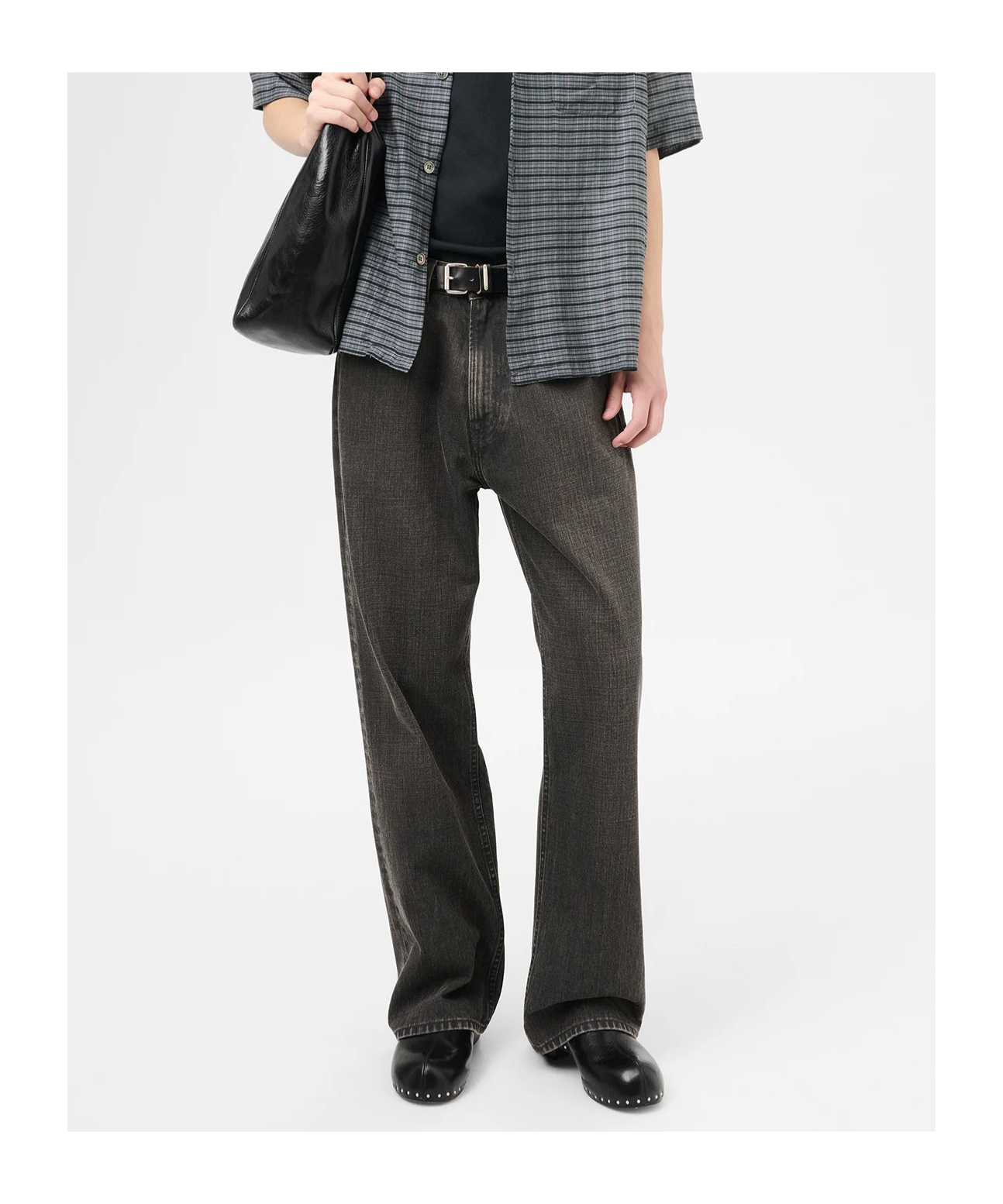 Our Legacy Straight Trousers With Belt Loops And Five-pocket Design In Black Coated Wash