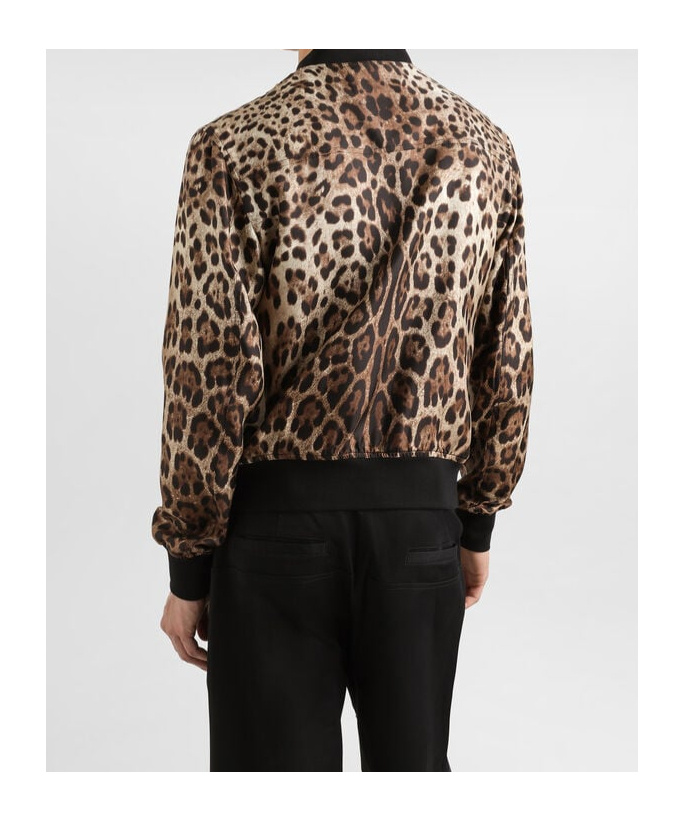 Dolce & Gabbana Leopard-print Bomber Jacket In Black