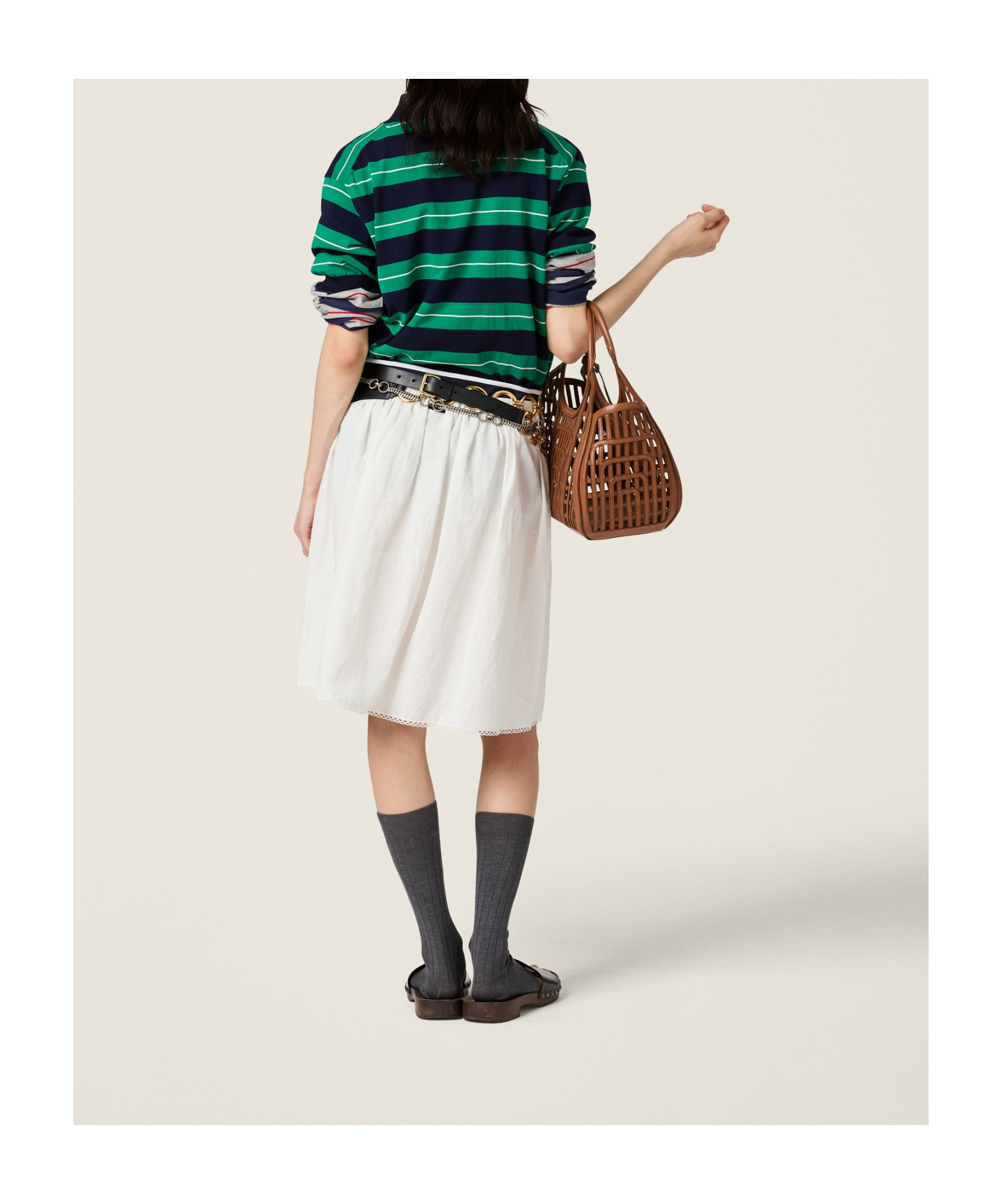 Miu Miu Striped Logo Motif Polo Shirt