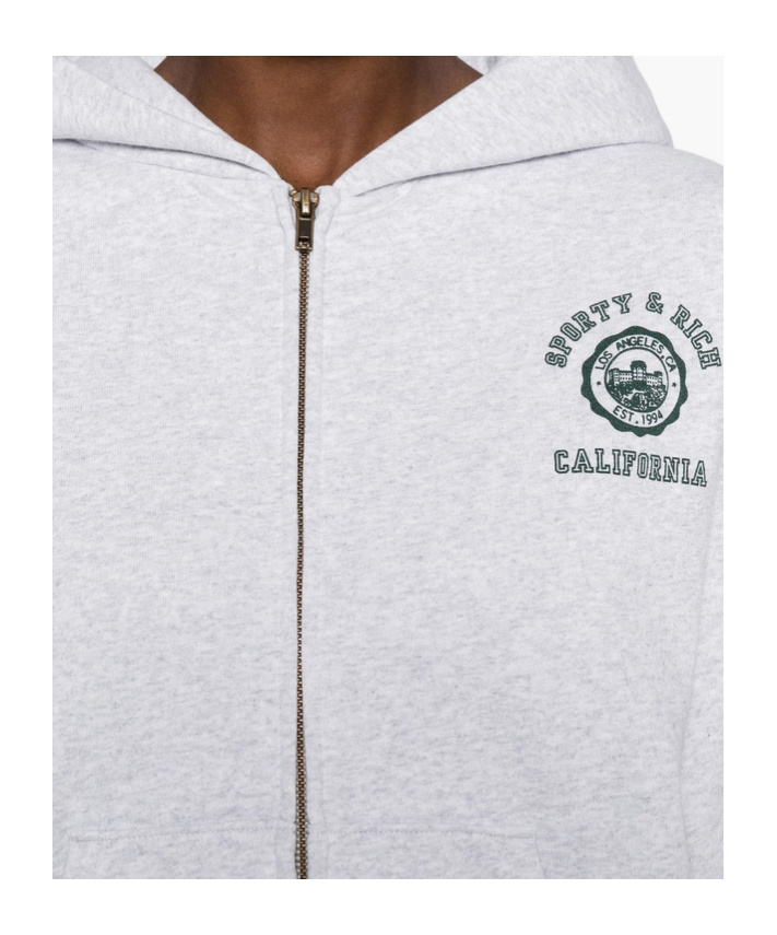 Sporty And Rich California Emblem Zip-up Hoodie In Gray