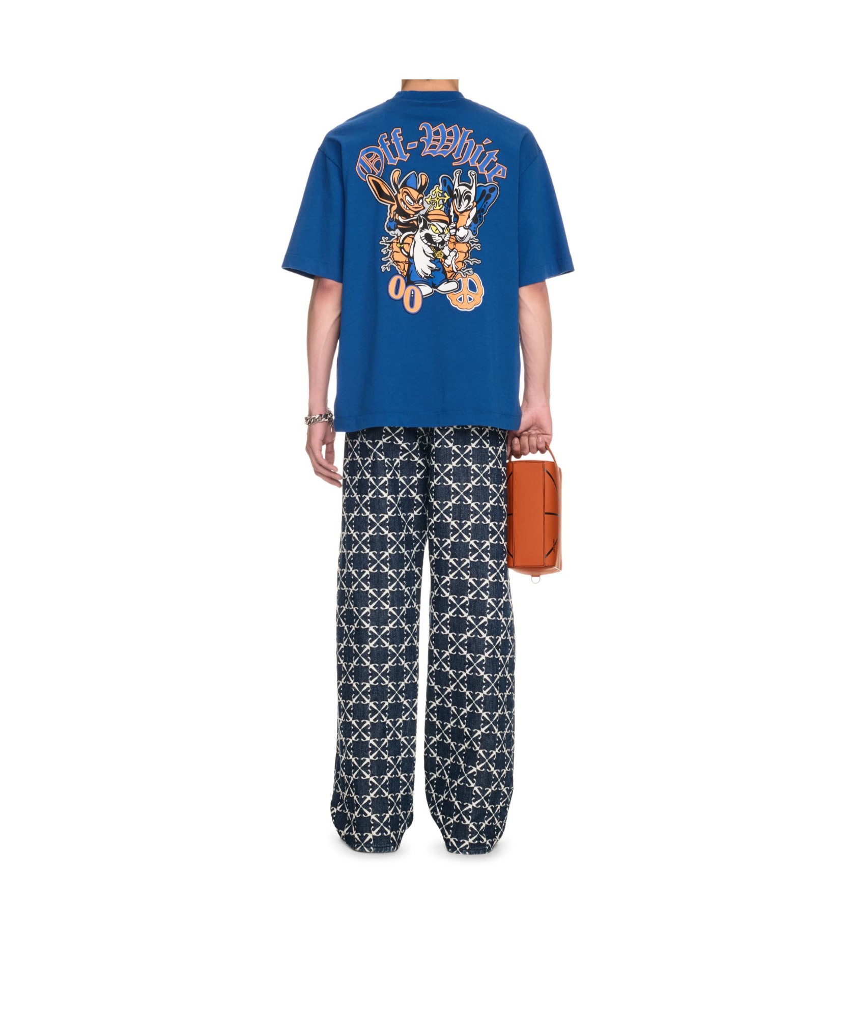 Off-white Man T-shirt Blue Size S Cotton In Blue