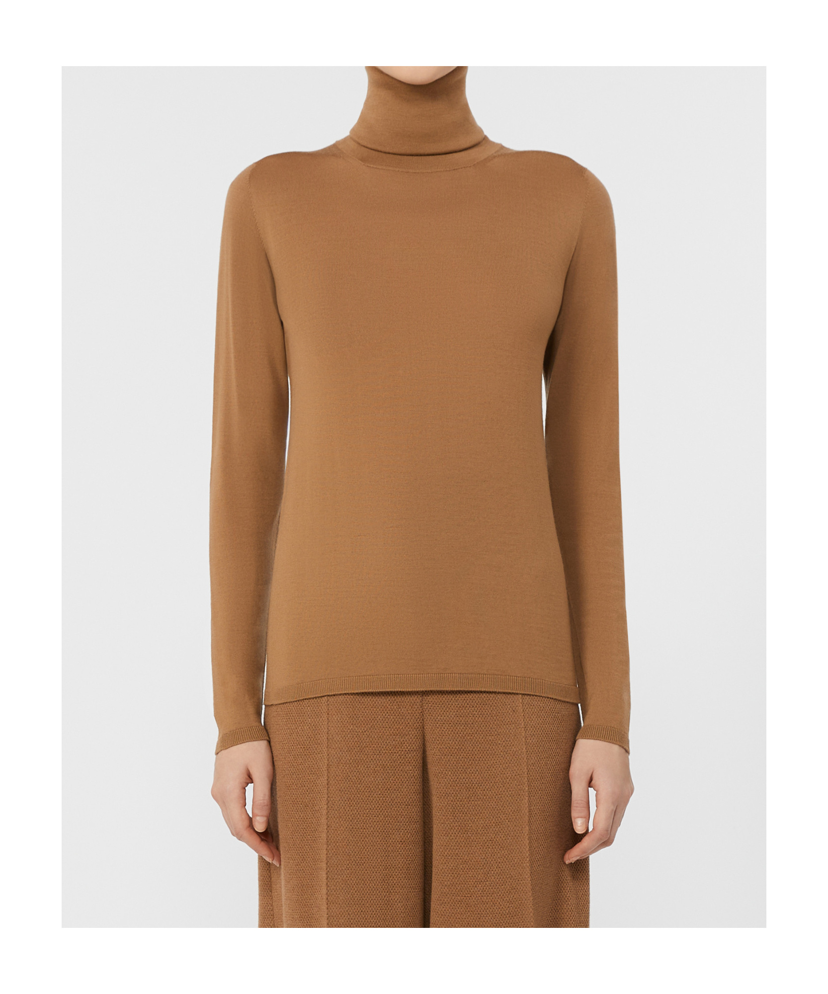Max Mara Wool Knit Turtleneck Jumper In Brown
