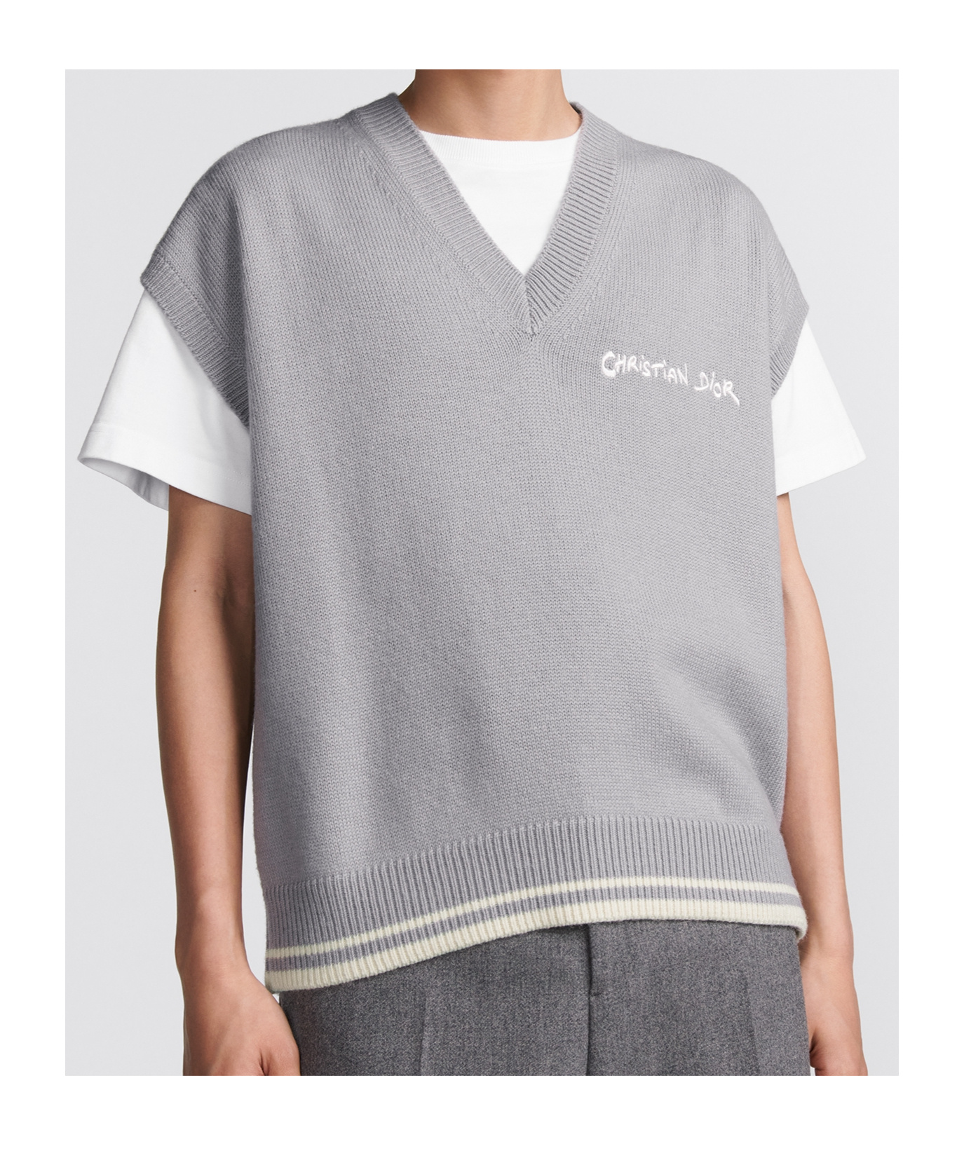 Dior Logo Wool Vest In Gray