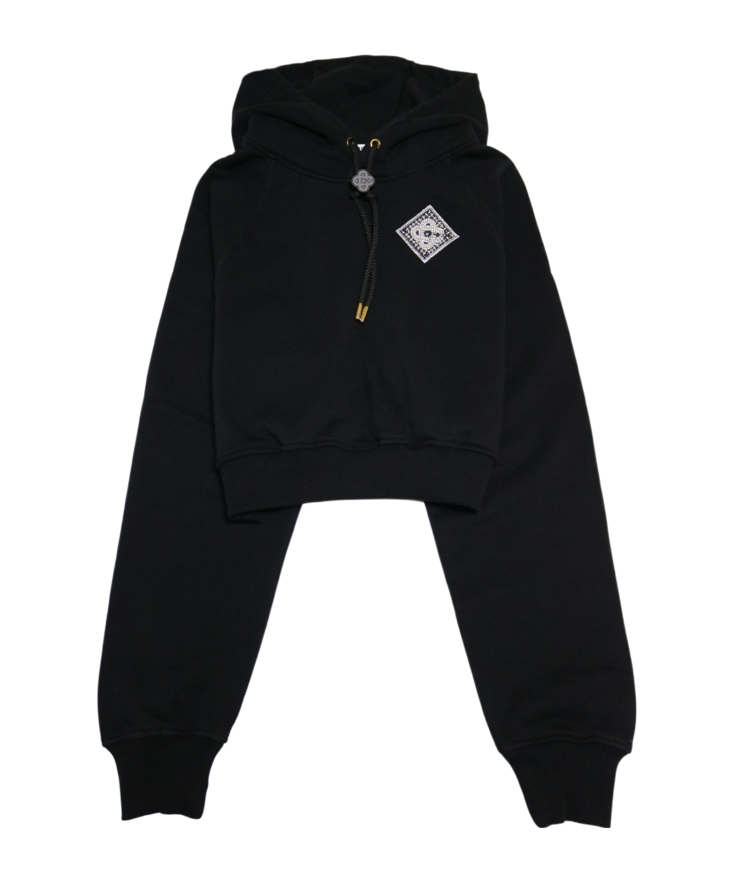 Casablanca Embellished Logo Patch Crop Hoodie In Black