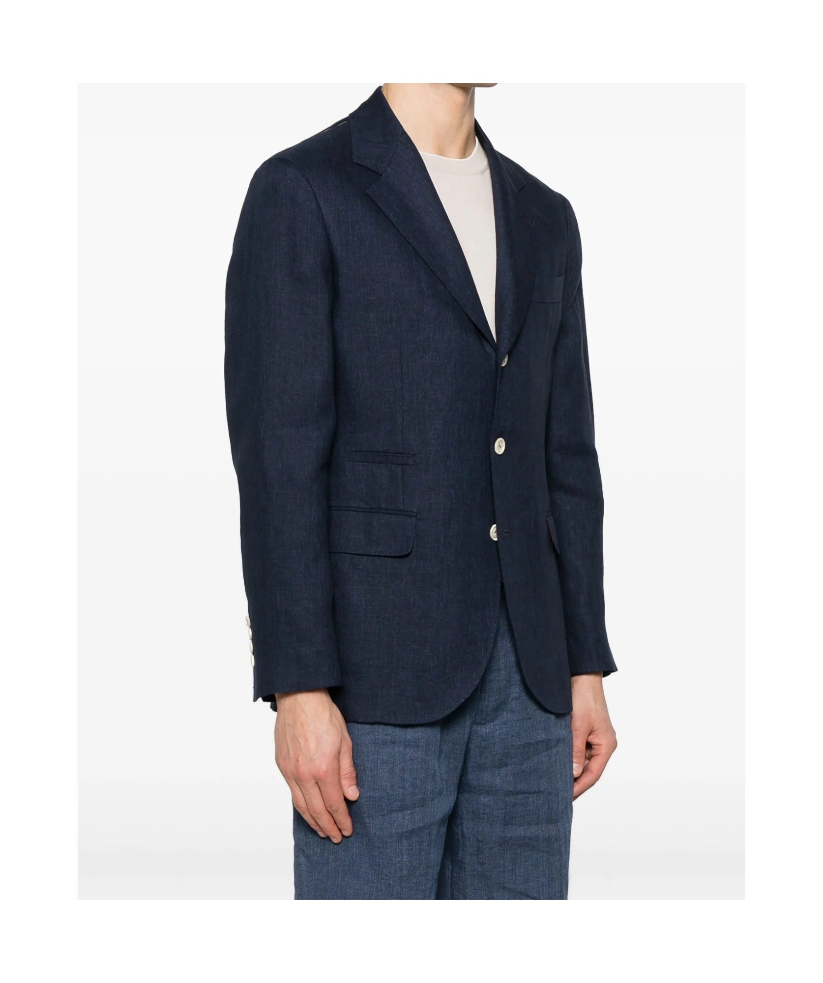 Brunello Cucinelli Navy Deconstructed Jacket With Tailored Silhouette In Black