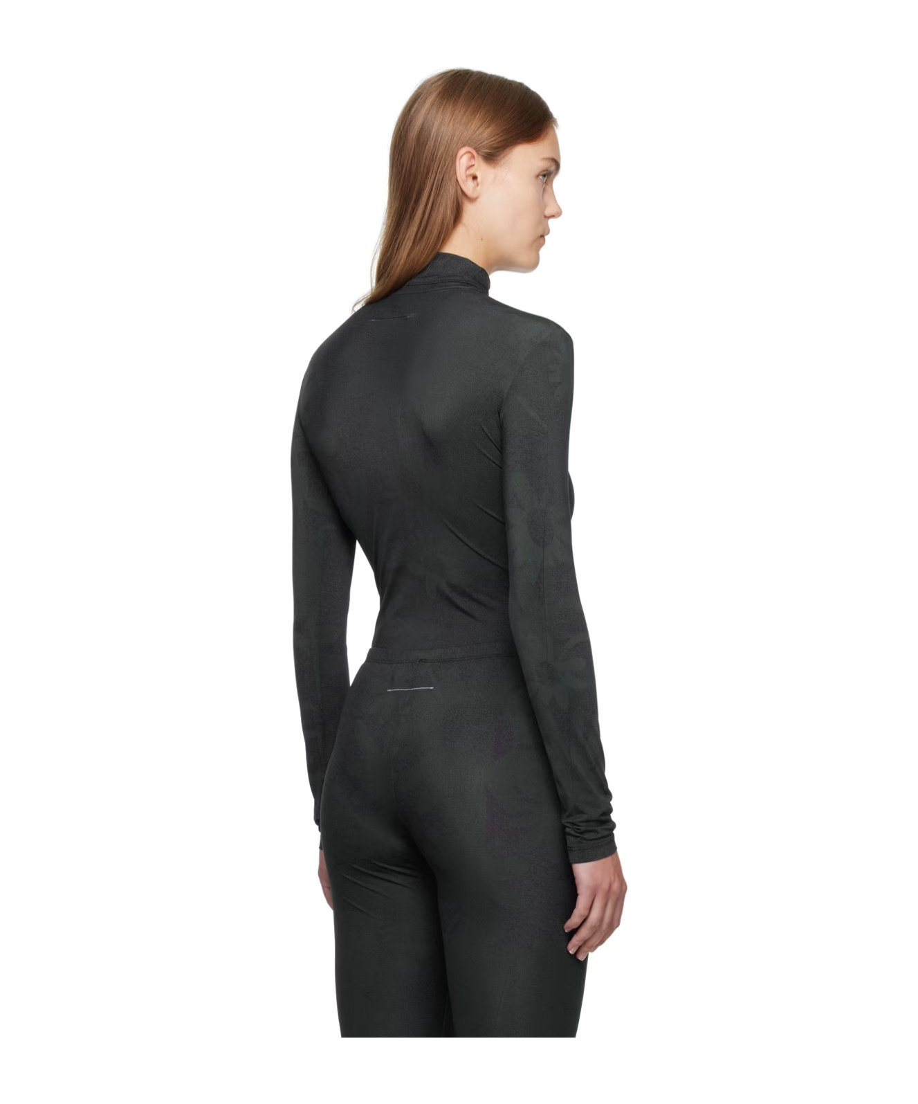 Shop Mm6 Maison Margiela High-collar Long-sleeved Jumpsuit In Green