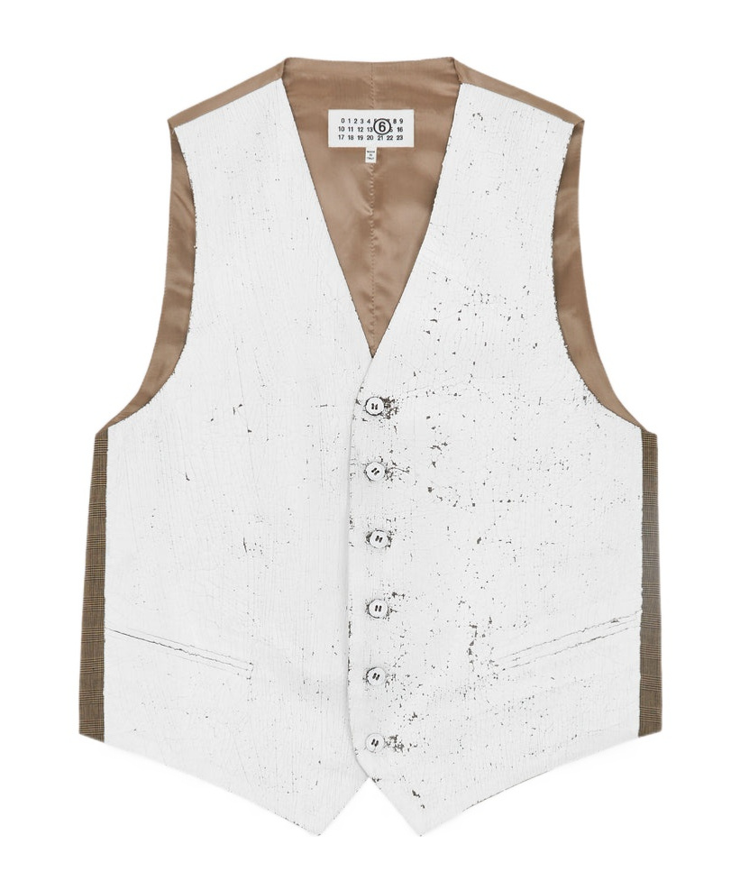 Shop Mm6 Maison Margiela Half-painted Waistcoat In White