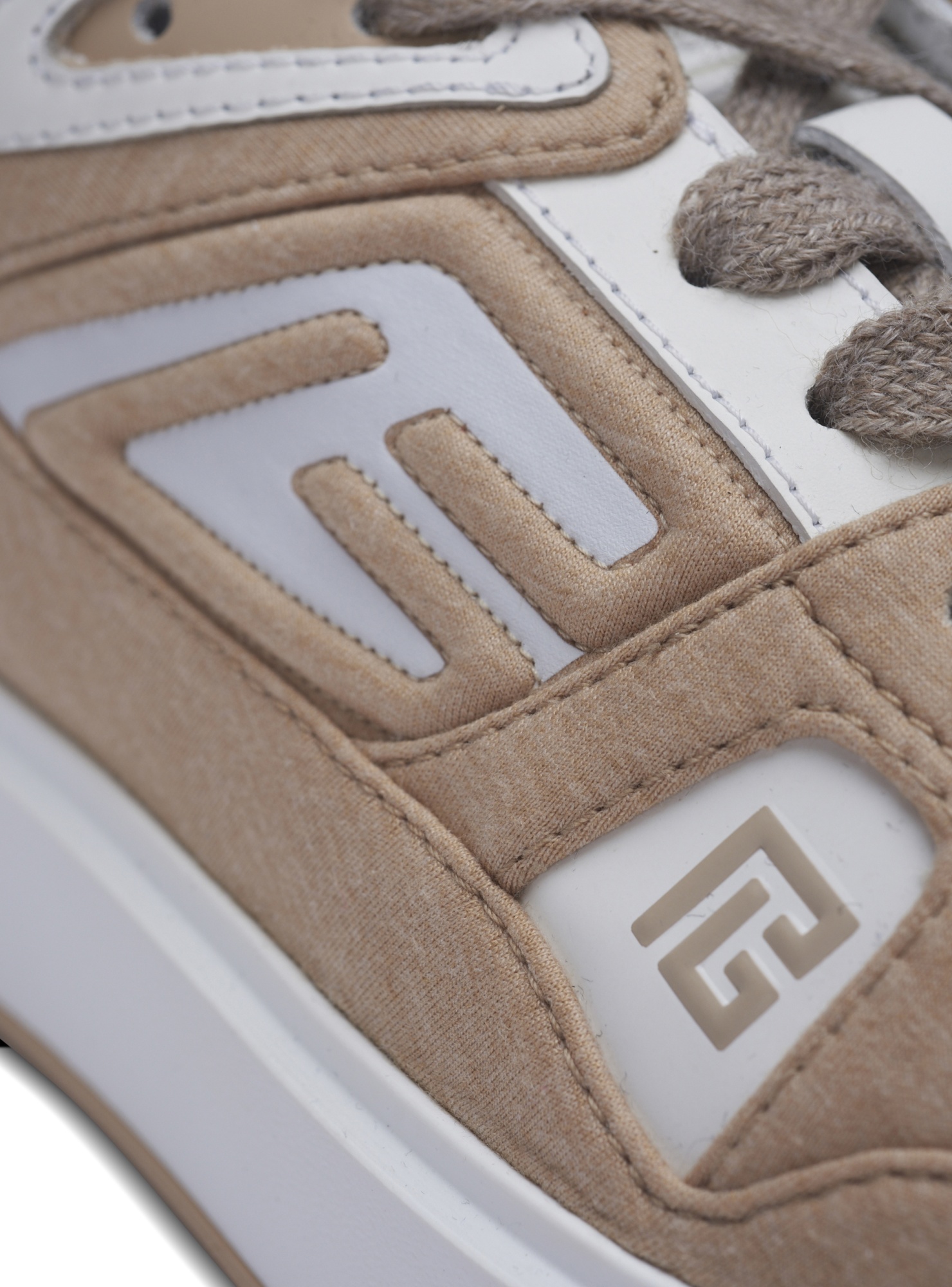 BALMAIN B-COURT SKATE TRAINERS IN FLEECE AND CALFSKIN