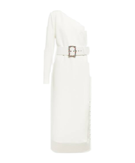 Safiyaa London Asymmetrical Crêpe Midi Dress In White