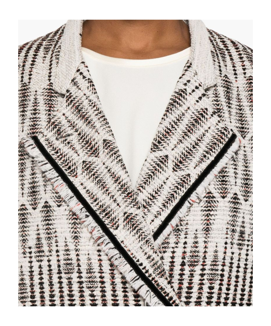 Forte Forte Geometric Patterned Double-breasted Jacket In Gray