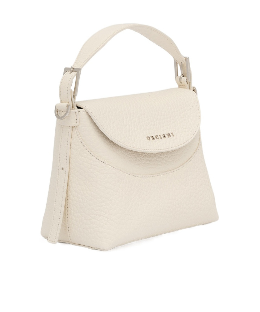 Orciani Nana Soft Small Leather Handbag With Strap In White