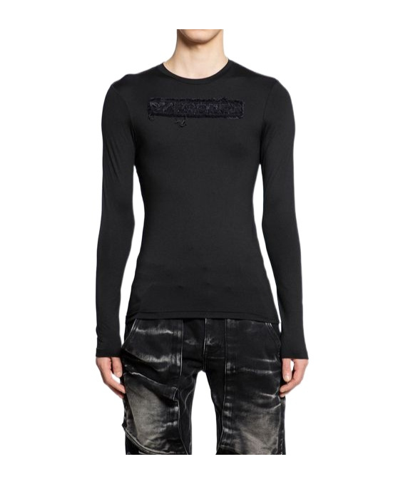Y/project Logo Patch Second Skin Distressed T-shirt In Black