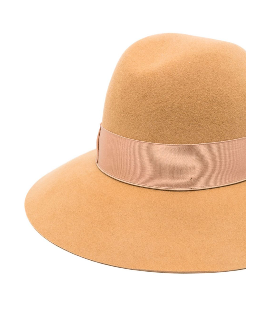 Borsalino Wide Brim Wool Hat With Bow Detail In Orange