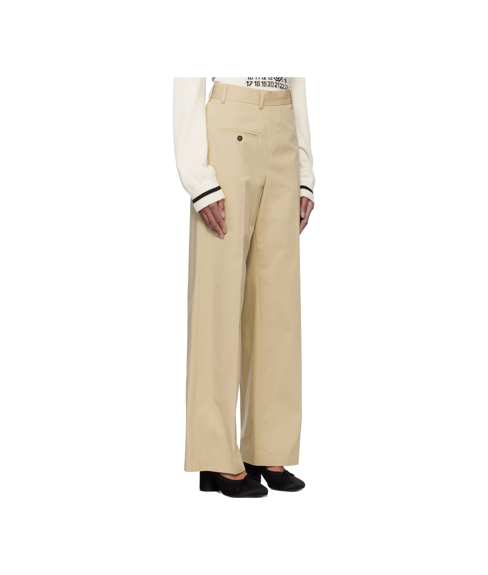 Mm6 Maison Margiela Tan Tailoring Twisted Trousers In Nude