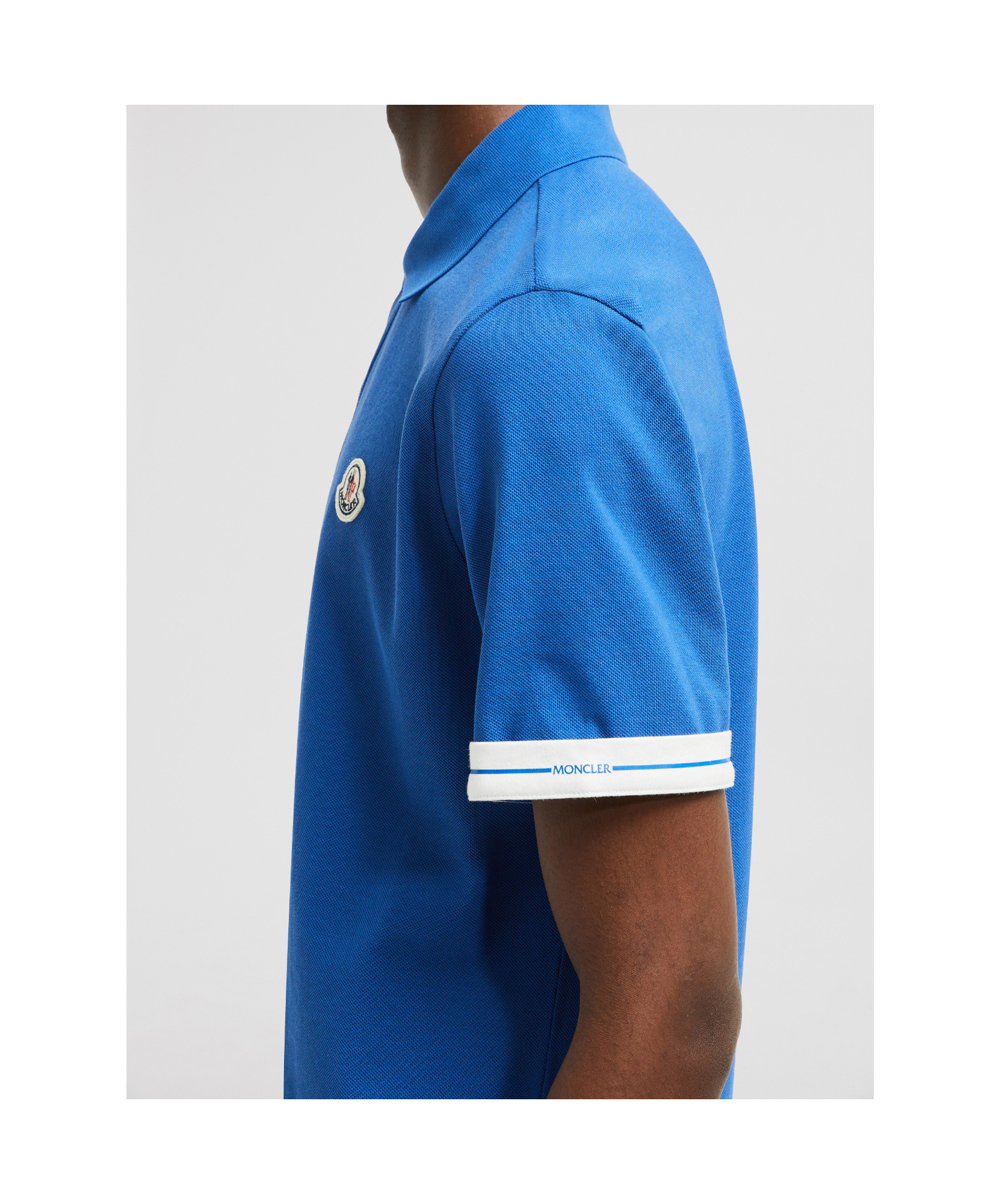 Moncler Logo Cotton Piquet Polo Shirt Blue In Blue