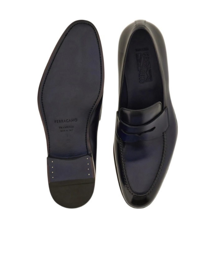 Ferragamo Tramezza Penny Loafer In Blue