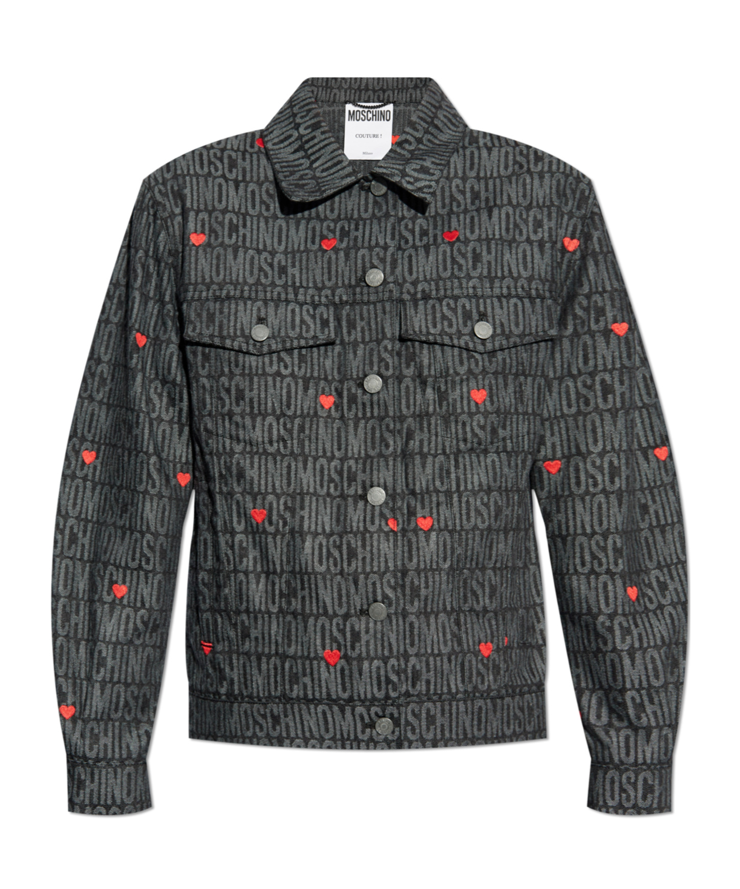 Moschino Logo Jacquard Button-up Jacket In Black