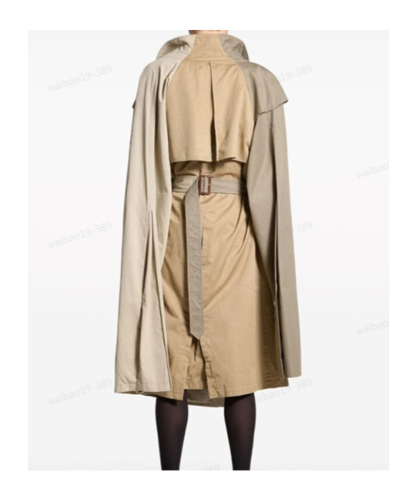 Shop Balenciaga Double Sleeve Hybrid Cotton Trench Coat In Nude