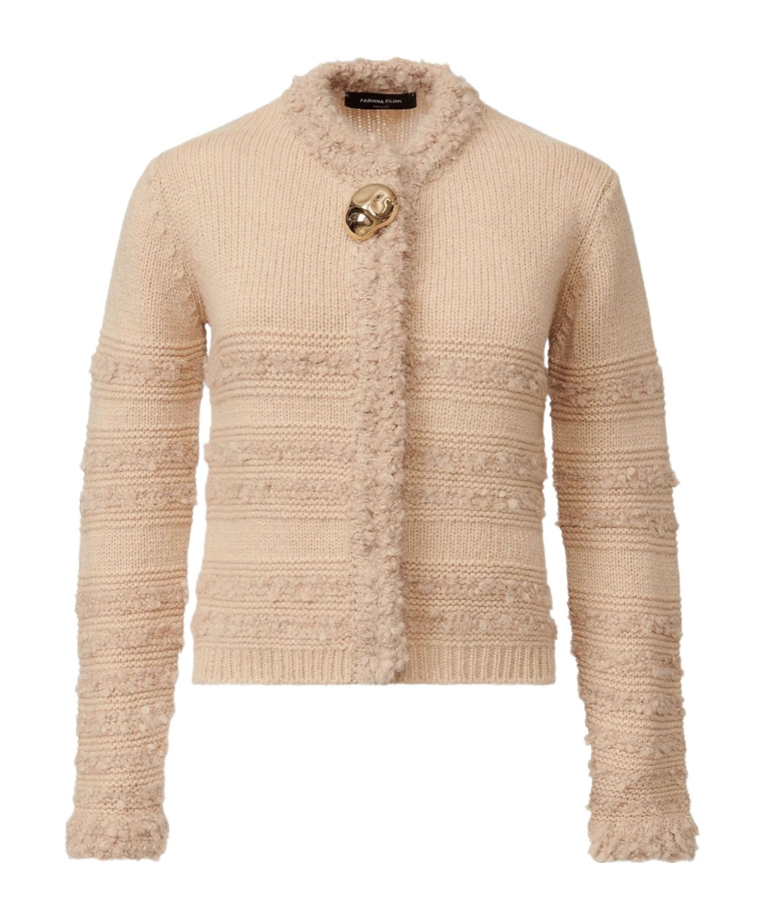 Fabiana Filippi Striped Knit Wool Jacket With Button Detail In Gray