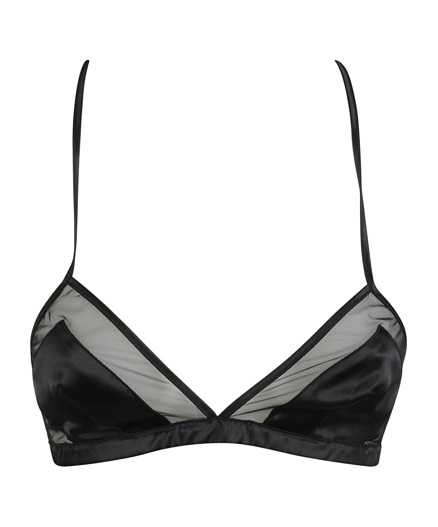 DOLCE & GABBANA PANELLED TULLE SATIN BRA 