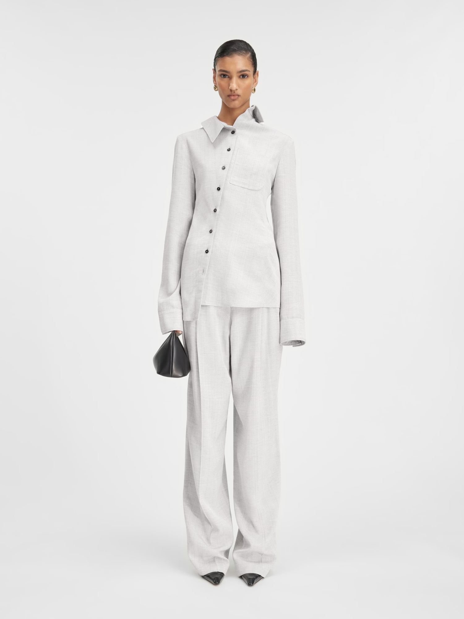 Jacquemus La Chemise Pablo Asymmetric Shirt In Gray