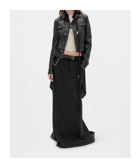 Ann Demeulemeester Long Sleeve Leather Jacket In Black