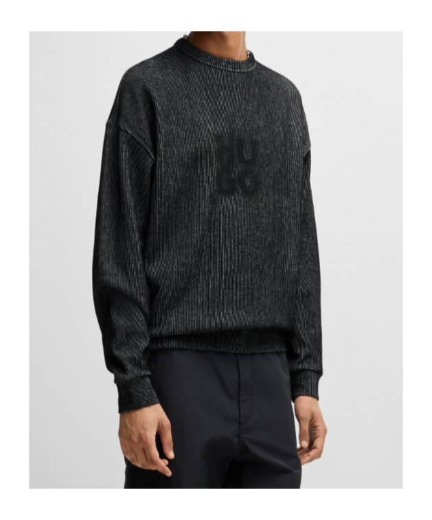 Shop Hugo Boss Smoke Logo-print Sweatshirt In Black