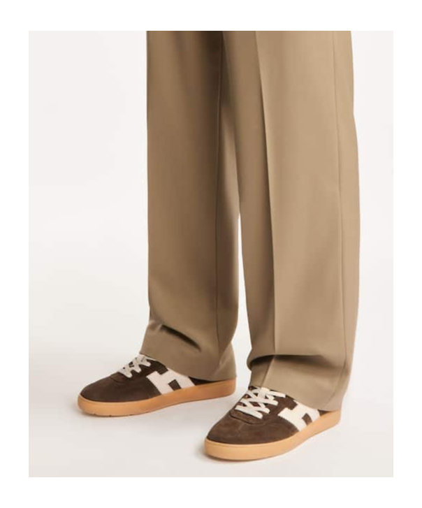 Hogan Stylish Sneakers With Contrast Panel And Suede Finish In Brown