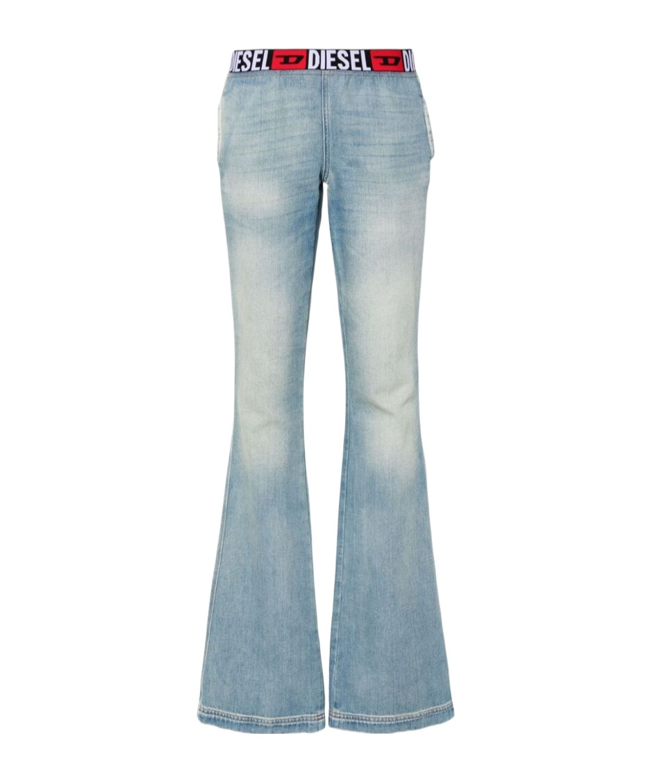 Diesel Logo-waistband Jeans In Blue