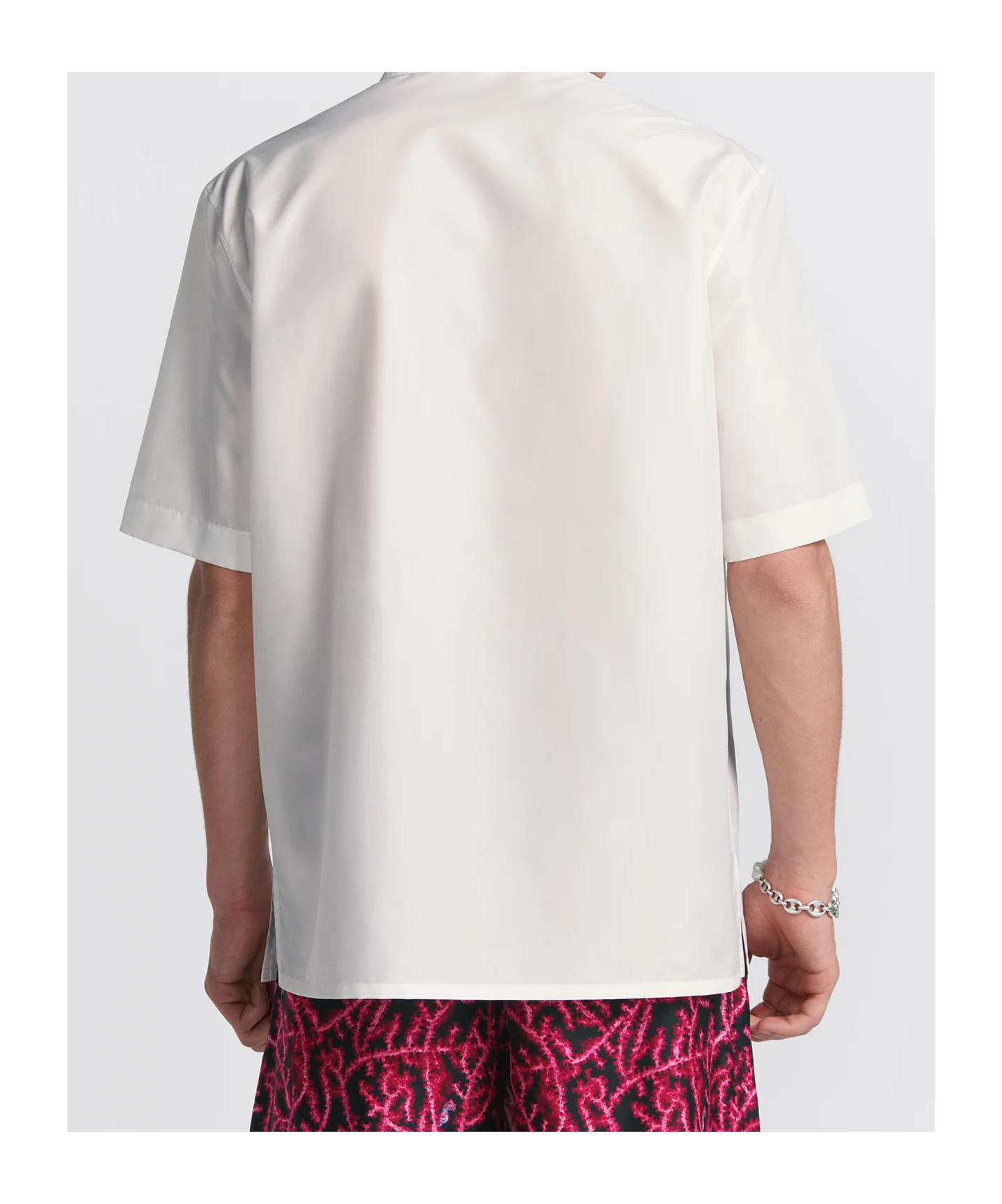 Dior Parley Solid Color Short Sleeved Shirt With Zip Closure In White