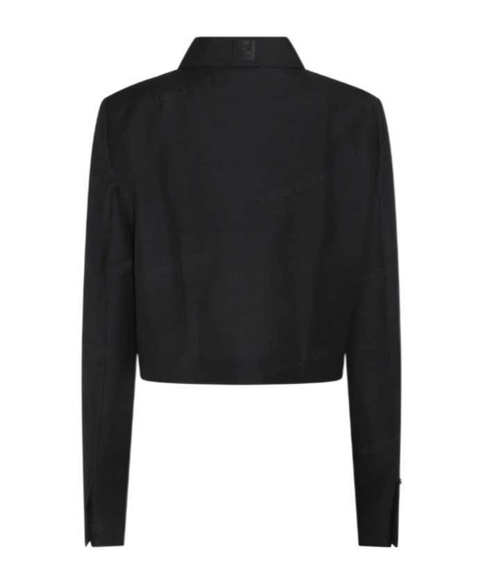 Fendi Black Boxy Jacket In Wool In Black