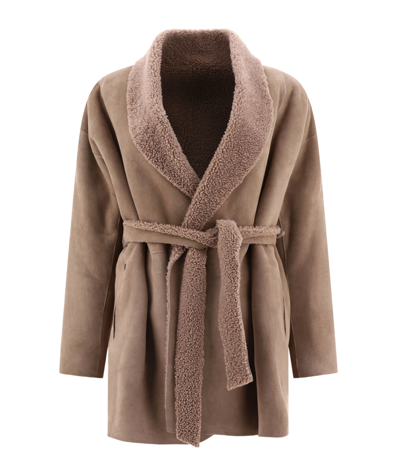 Salvatore Santoro Shearling-trimmed Suede Coat In Brown