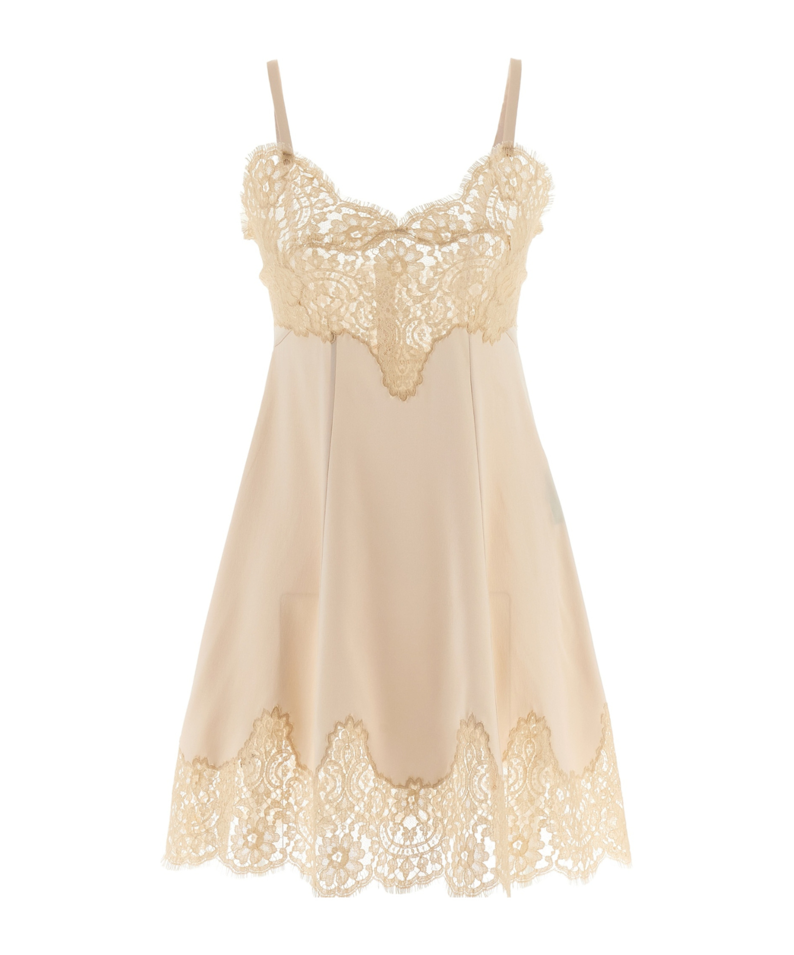 Dolce & Gabbana Lace Trim Spaghetti Strap Dress In Pink