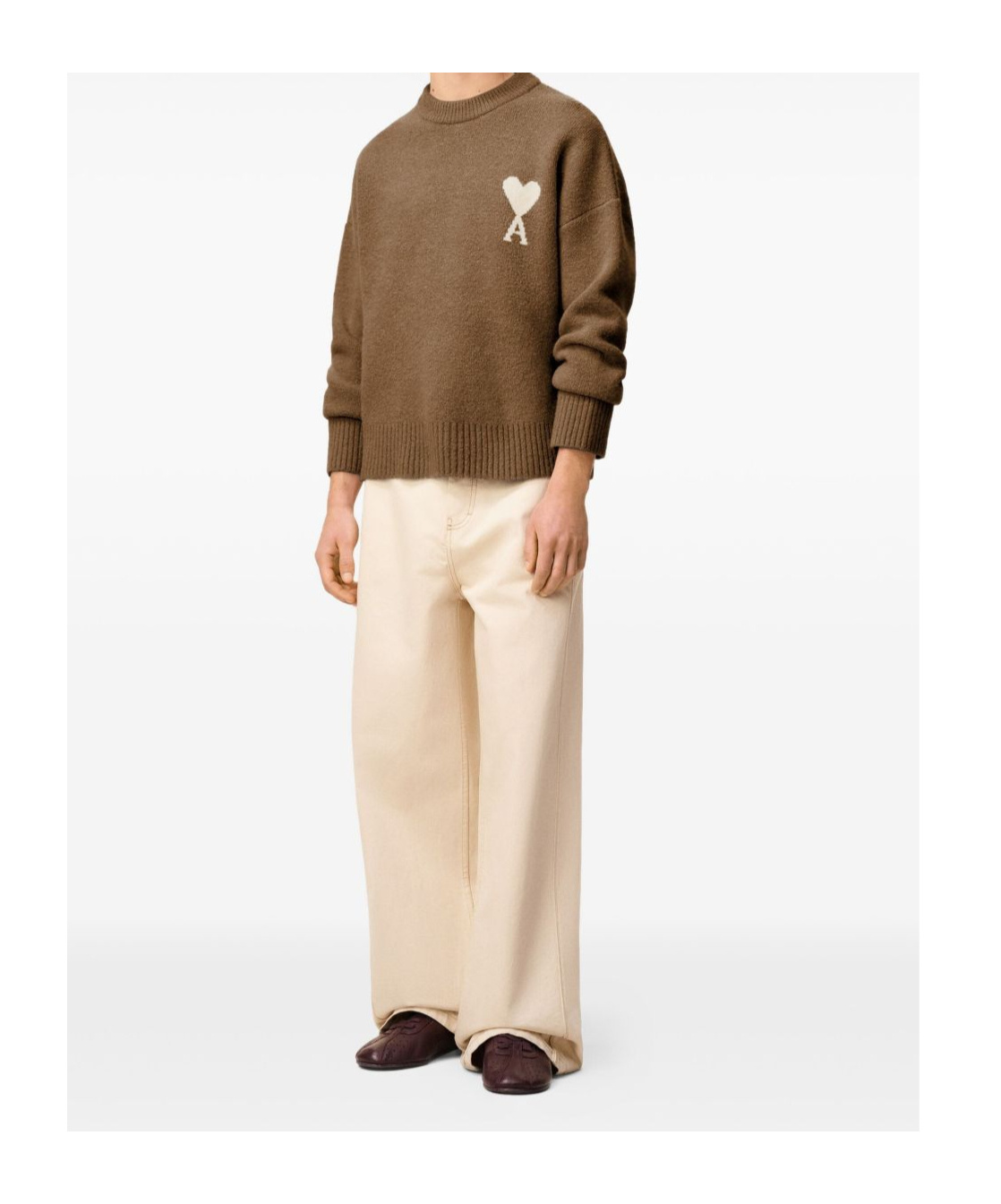 Ami Alexandre Mattiussi Long-sleeved Sweater In Brown