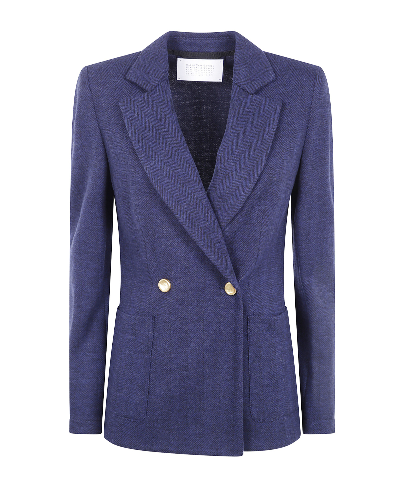 Harris Wharf London Women Double Breasted Blazer With Shoulder Pads Patterned Moleskin In Black